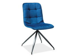 Scaun tapitat cu stofa si picioare metalice, Telmo Velvet Bleumarin / Negru, l47xA42xH86 cm