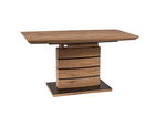 Masa extensibila din MDF si sticla Leonid Small Stejar / Negru, L140-180xl80xH76 cm
