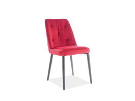 Scaun tapitat cu stofa si picioare metalice Dunne Velvet Bordeaux / Negru, l45xA45xH85 cm