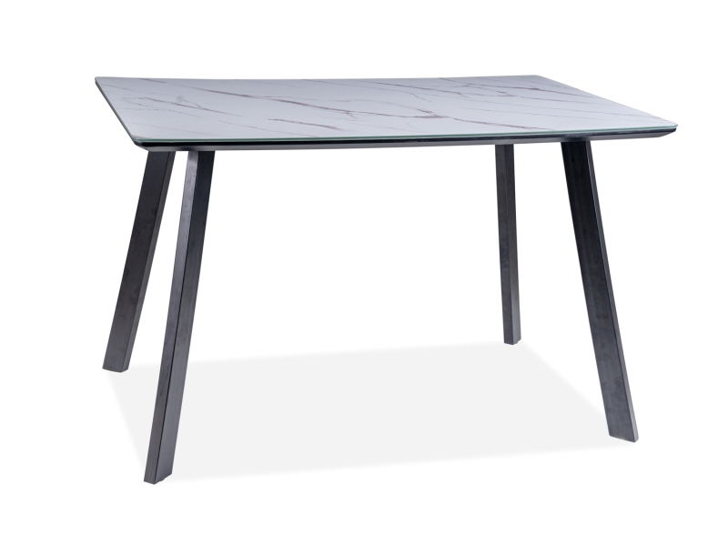 Masa din MDF, sticla si metal Samus Alb / Negru, L120xl80xH75 cm