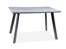 Masa din MDF, sticla si metal Samus Alb / Negru, L120xl80xH75 cm