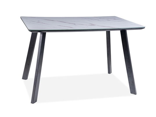Masa din MDF, sticla si metal Samus Alb / Negru, L120xl80xH75 cm