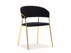 Scaun tapitat cu stofa si picioare metalice Lloyd Velvet Bleumarin / Auriu, l56xA50xH78 cm