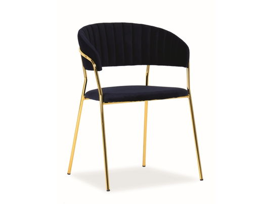 Scaun tapitat cu stofa si picioare metalice Lloyd Velvet Bleumarin / Auriu, l56xA50xH78 cm