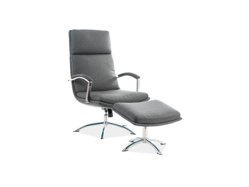 Fotoliu Relaxare tapitat cu stofa + Taburet Jaffar Gri, l63xA80xH109 cm