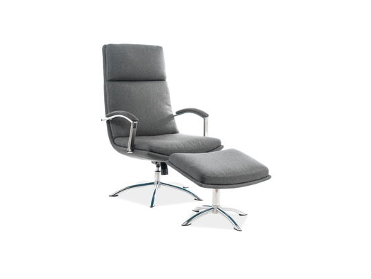 Fotoliu Relaxare tapitat cu stofa + Taburet Jaffar Gri, l63xA80xH109 cm