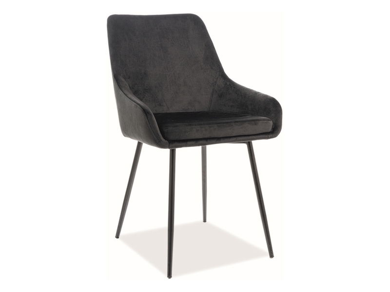 Scaun tapitat cu stofa si picioare metalice, Albus Velvet Negru, l50xA58xH82 cm