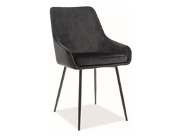 Scaun tapitat cu stofa si picioare metalice, Albus Velvet Negru, l50xA58xH82 cm