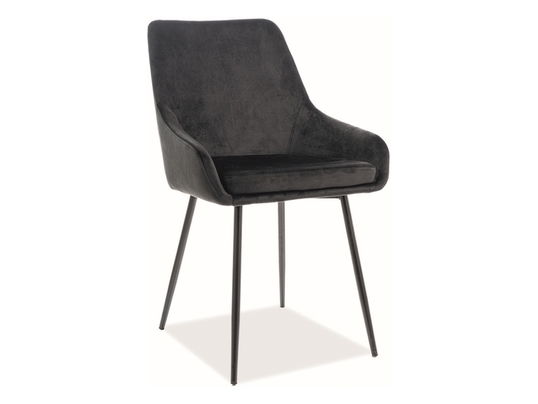 Scaun tapitat cu stofa si picioare metalice, Albus Velvet Negru, l50xA58xH82 cm