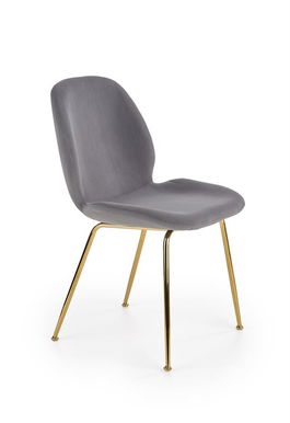 Scaun tapitat cu stofa si picioare metalice Kai-381 Velvet Gri / Auriu, l48xA58xH88 cm
