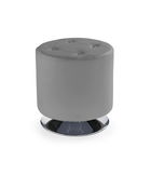 Taburet tapitat cu piele ecologica Dorcey Gri / Crom, Ø42xH42 cm