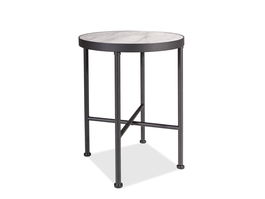 Masa de cafea din MDF si metal Tallis Marmura / Negru, Ø40xH50 cm