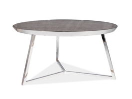 Masa de cafea din sticla si metal Tornado B Maro / Crom, Ø76xH40 cm