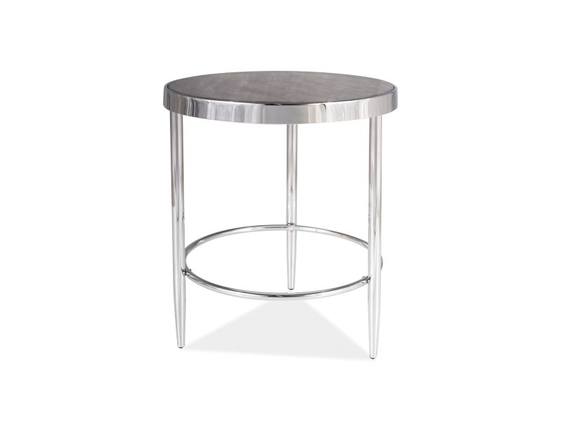 Masa de cafea din sticla si metal Aurrera C Maro / Crom, Ø42xH48 cm