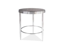 Masa de cafea din sticla si metal Aurrera C Maro / Crom, Ø42xH48 cm