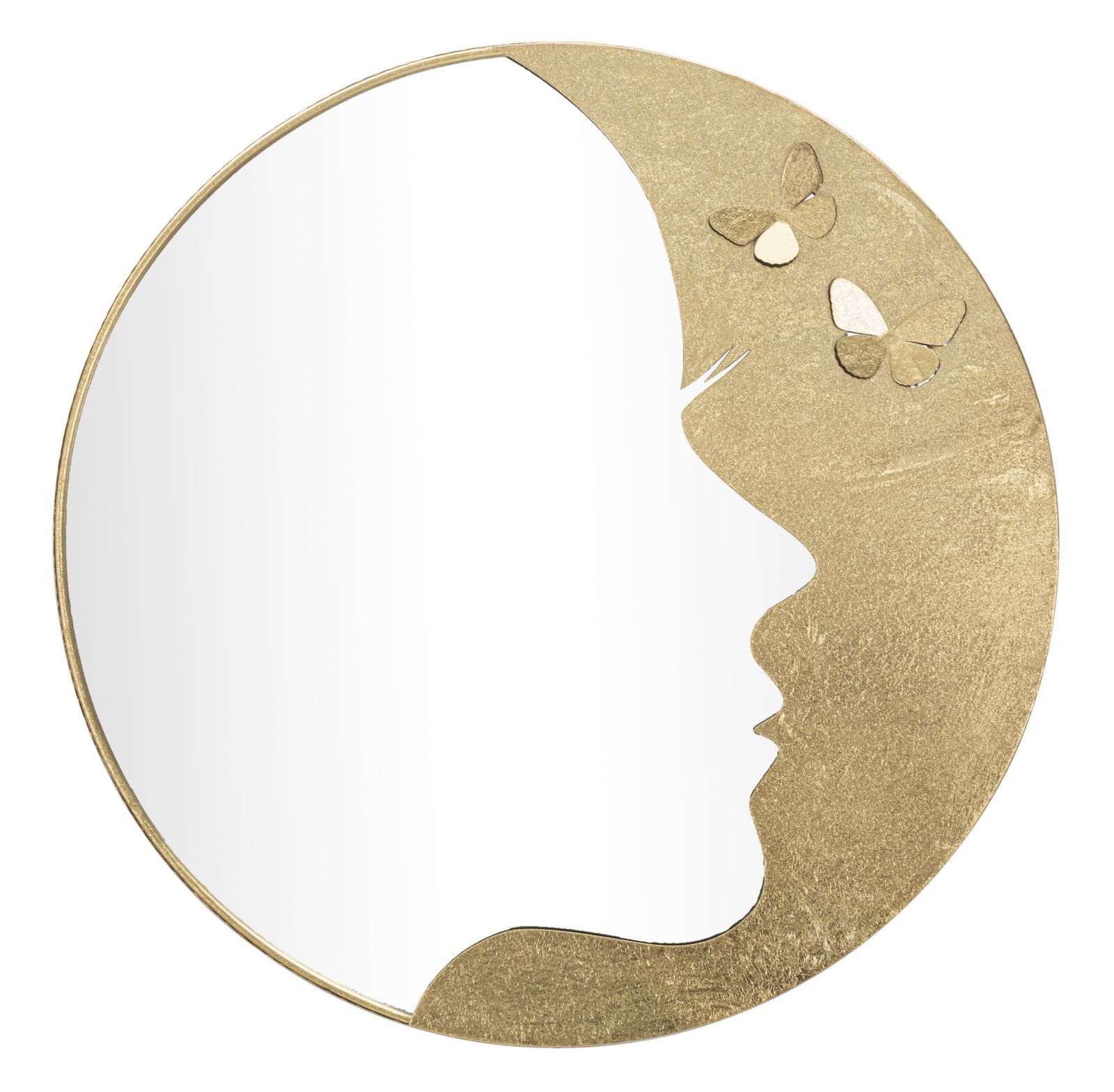 Oglinda decorativa cu rama metalica Glam Lady Luxy Auriu, Ø80 cm
