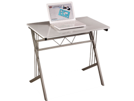 Masa de birou din pal si metal, Benny-120 Alb / Aluminiu, L80xl51xH72 cm