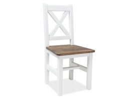 Scaun din lemn de pin Portos Alb / Maro inchis, l45xA46xH96 cm