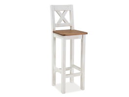 Scaun de bar din lemn de pin Portos Alb / Natural, l42xA42xH110 cm
