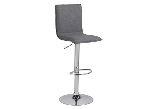 Scaun de bar tapitat cu stofa si picior metalic Anela Gri / Crom, l40xA47xH113 cm