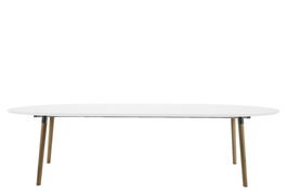 Masa extensibila din MDF si lemn Belina Alb / Stejar, L170-270xl100xh74 cm