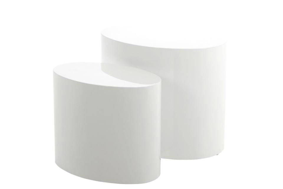 Set 2 mese de cafea din MDF, Mice Alb, L48xl33xH40 cm / L40xl24,5xH33 cm
