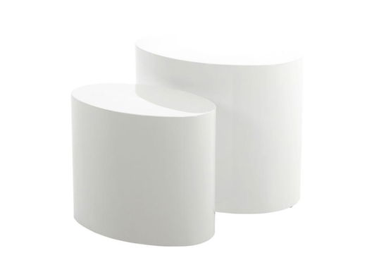Set 2 mese de cafea din MDF, Mice Alb, L48xl33xH40 cm / L40xl24,5xH33 cm