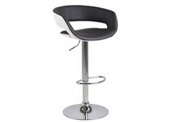 Scaun de bar tapitat cu piele ecologica si picior metalic Grace Negru / Alb, l54,5xA48,5xH104 cm