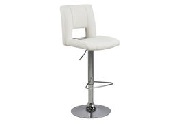 Scaun de bar tapitat cu piele ecologica Sylvia Alb / Crom, l41,5xA52xH115 cm