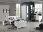 Set Mobila dormitor din lemn de pin si MDF, pentru copii 4 piese Erik Alb, 200 x 90 cm