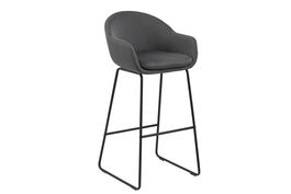 Scaun de bar tapitat cu stofa si picioare metalice Ally Gri Inchis / Negru, l54xA54xH100 cm