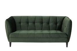 Canapea fixa tapitata cu stofa, 2,5 locuri Jonna Velvet Verde Inchis / Negru, l182xA82xH80 cm