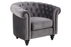 Fotoliu tapitat cu stofa Charlietown Velvet Gri Inchis / Negru, l99xA81xH78 cm