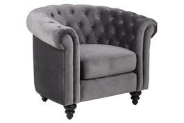 Fotoliu tapitat cu stofa Charlietown Velvet Gri Inchis / Negru, l99xA81xH78 cm