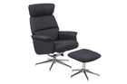 Fotoliu Relaxare tapitat cu stofa + Taburet Alura Negru, l74xA111xH110 cm