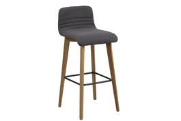 Scaun de bar tapitat cu stofa si picioare din lemn Arosa Antracit / Stejar, l44xA47xH101 cm