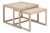 Set 2 mese de cafea din lemn si furnir, Cornus Stejar Deschis, L70xl70xH50 cm / L64xl61,5xH44 cm