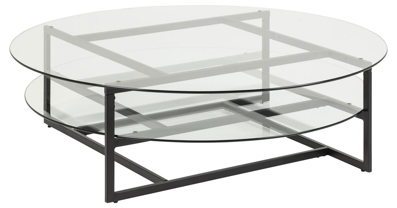 Masa de cafea din metal si sticla Loke I Negru, Ø120xH36 cm