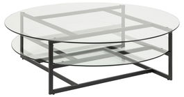Masa de cafea din metal si sticla Loke I Negru, Ø120xH36 cm