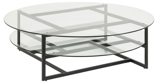 Masa de cafea din metal si sticla Loke I Negru, Ø120xH36 cm