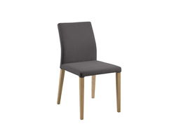 Scaun tapitat cu stofa si picioare din lemn Zina Gri Inchis / Stejar, l47,5xA58xH87,5 cm