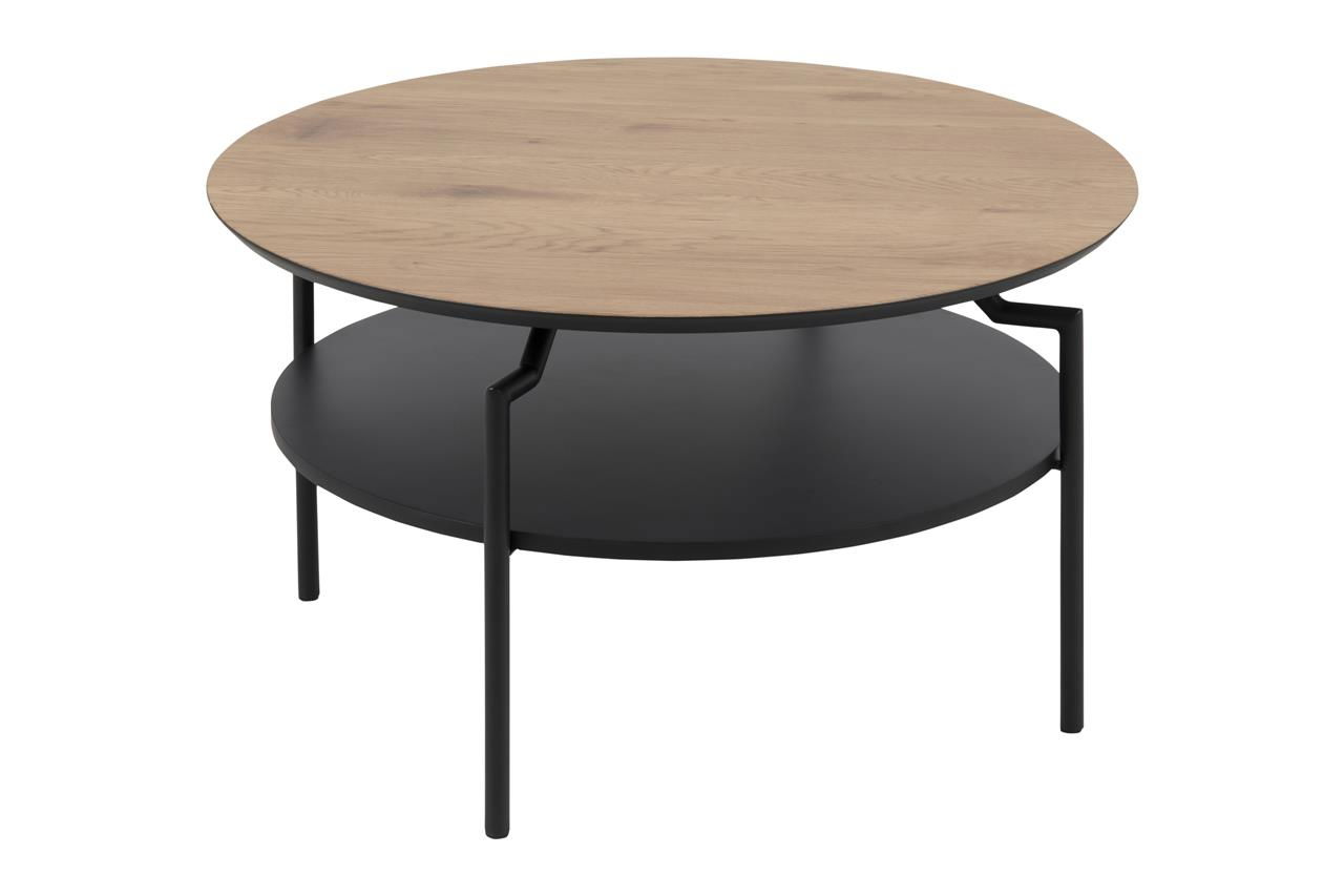 Masa de cafea din MDF si metal Goldington Stejar / Negru, Ø 80xH45 cm