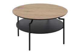 Masa de cafea din MDF si metal Goldington Stejar / Negru, Ø 80xH45 cm