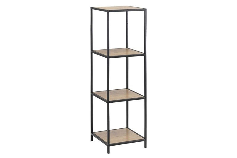 Raft din pal si metal, Seaford Stejar / Negru, l35xA37xH119,5 cm