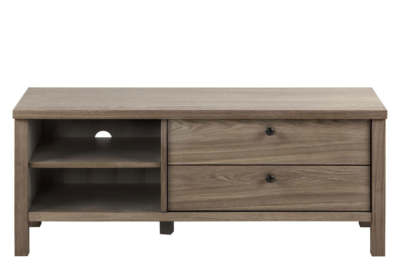 Comoda TV din lemn si furnir, cu 2 sertare Brentwood Gri, l120xA37xH50 cm