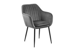 Scaun tapitat cu stofa si picioare metalice Emilia Velvet Gri Inchis / Negru, l57xA61xH83 cm