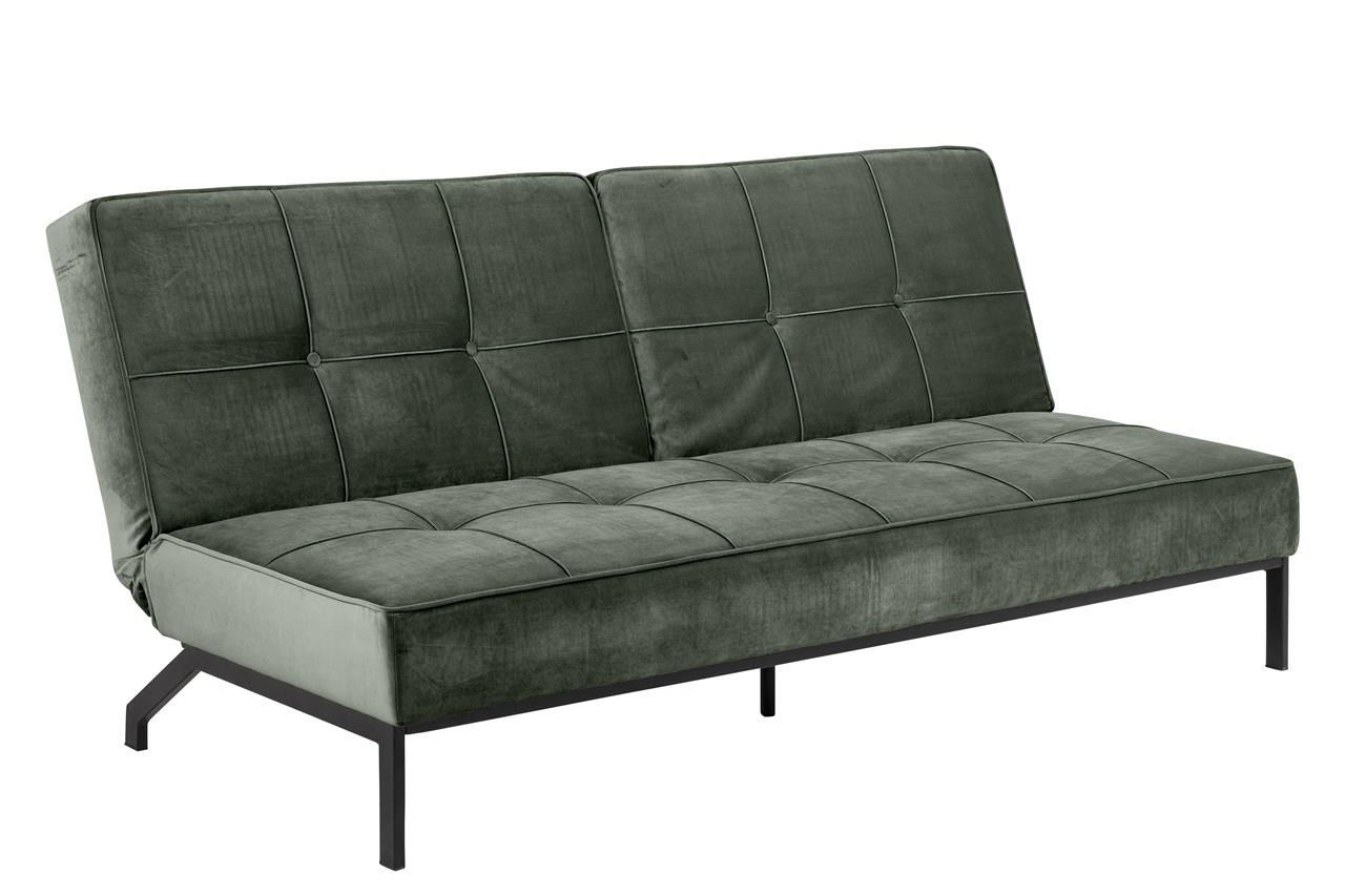 Canapea extensibila tapitata cu stofa, 3 locuri Perugia Velvet Verde Inchis, l196xA95xH87 cm