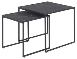Set 2 mese de cafea din pal si metal Infinity Negru, L50xl50xH45 cm / L40xl40xH40 cm
