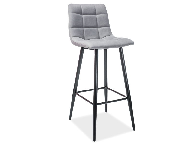 Scaun de bar tapitat cu stofa si picioare metalice, Spy H-1 Gri / Negru, l42xA34xH103 cm