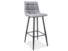 Scaun de bar tapitat cu stofa si picioare metalice, Spy H-1 Gri / Negru, l42xA34xH103 cm